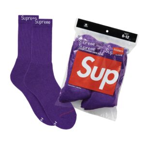 SUPREME HANES PURPLE CREW SOCKS 4PACK