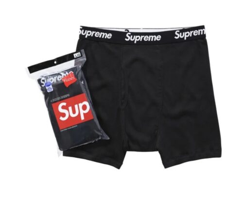 SUPREME HANES BLACK BOXER 4PACK