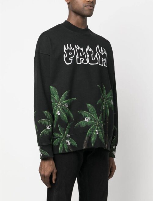 PALM ANGELS PALM & SKULL CREWNECK (PRETO)